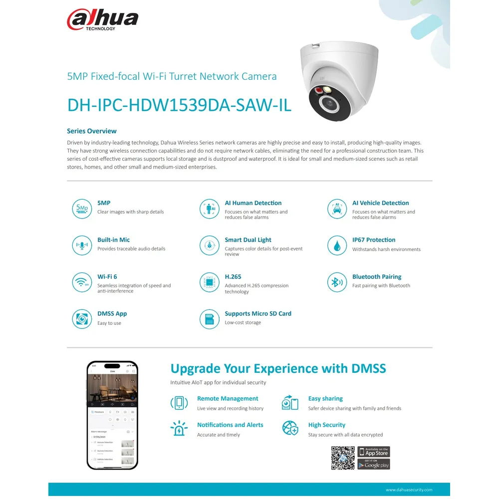 DAHUA DH-IPC-HDW1539DA-SAW-IL (2.8) WiFi IP-камера  - фото 1