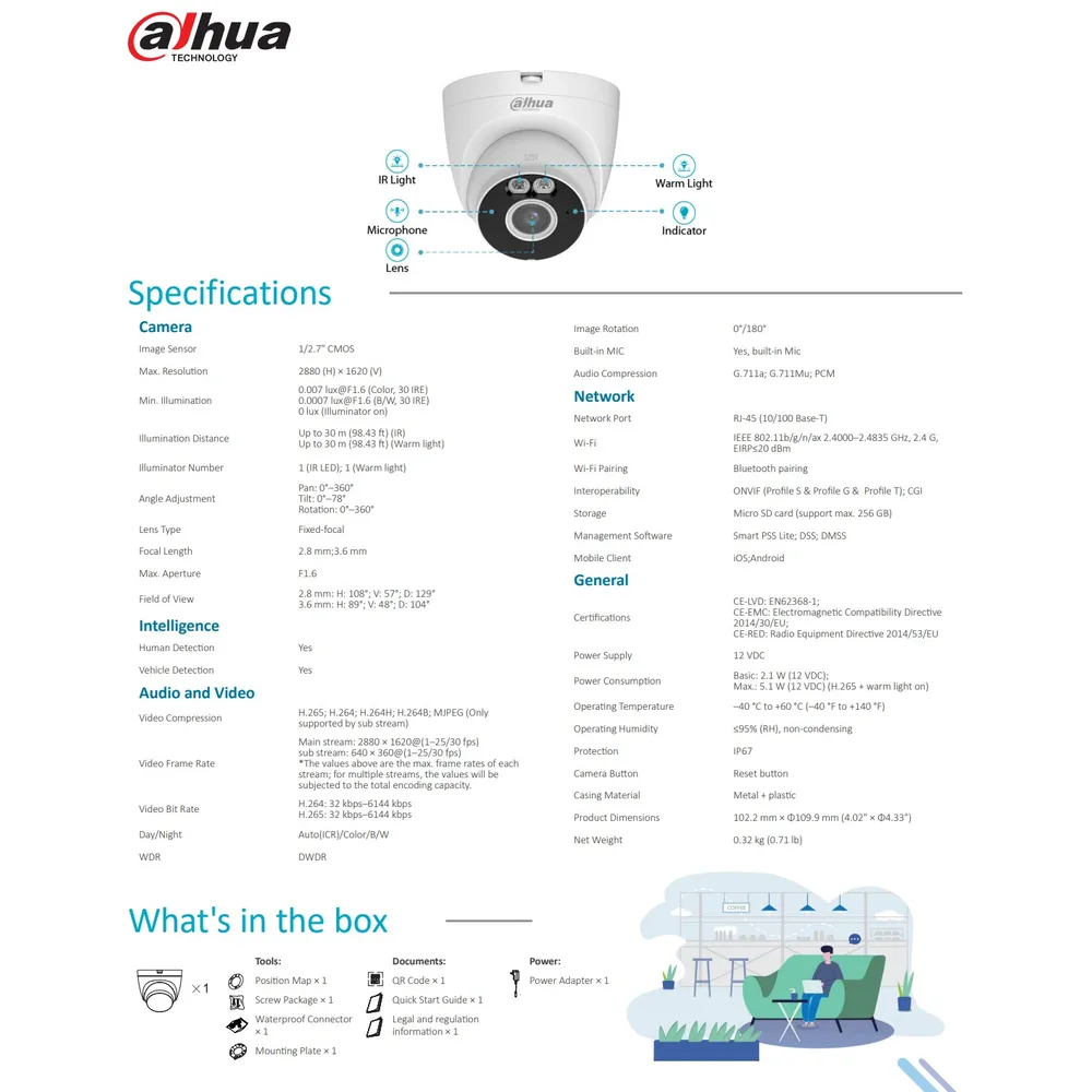 DAHUA DH-IPC-HDW1539DA-SAW-IL (2.8) WiFi IP-камера  - фото 2