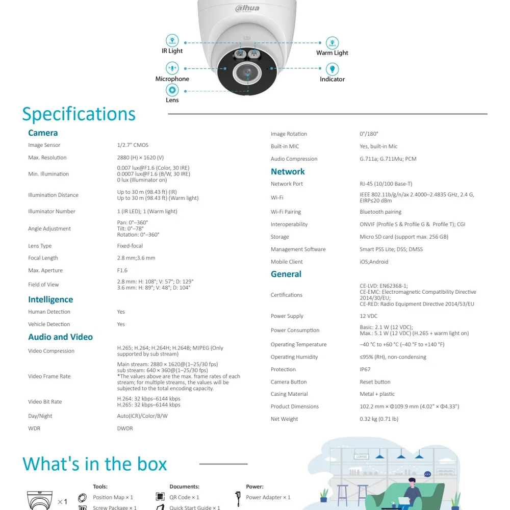 DAHUA DH-IPC-HDW1539DA-SAW-IL (2.8) WiFi IP-камера  - фото 2