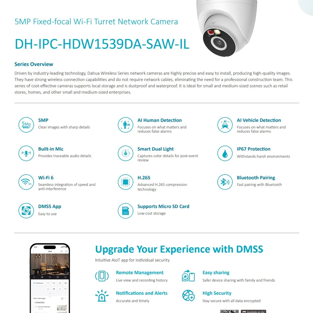 DAHUA DH-IPC-HDW1539DA-SAW-IL (2.8) WiFi IP-камера  - фото 1